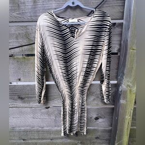 Ava Sky Fighting Eel Animal Tropical‎ Print Long Sleeve Mini Dress Hawaiian